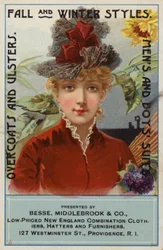 Dame im roten Kleid und Haube