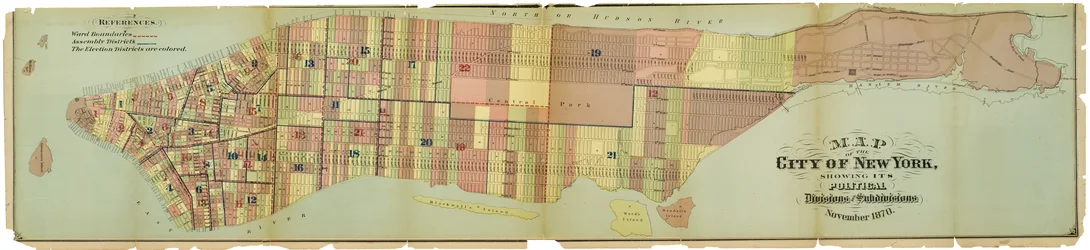 Karte der Stadt New York, die ihre politischen Abteilungen und Unterabteilungen zeigt