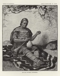 Navajo-Frau beim Spinnen