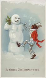 Mann und Schneemann Weihnachtskarte