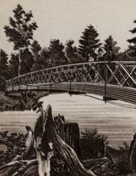 Niagarafälle: Brücke zur Second Sister Island (Lithografie)