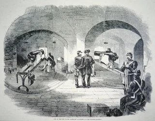 Eine der zehn Flanken-Kasematten-Batterien in Fort Dickens, Florida, unter Union-Kontrolle im Jahr 1861