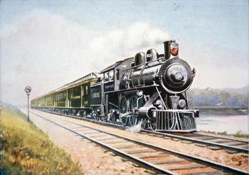 Postkarte des Overland Limited der Chicago & North Western Railroad