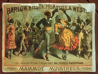 Poster, das Barlow, Wilson, Primrose und Wests Mammot Minstrels Colored Masquerade bewirbt