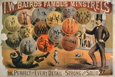 Plakat für I. W. Bairds berühmte Minstrels