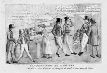 Praktizierende an der Bar, ca. 1834