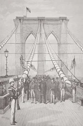 Präsident Chester A. Arthur bei der Eröffnungszeremonie der neuen Brooklyn Bridge, 24. Mai 1883