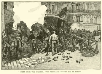 Szene aus der Kommune, die Barrikaden der Rue de Rennes