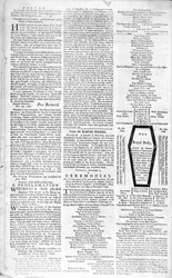 Zweite Seite der Boston Evening Post, die den Tod von König George II. (1683-1760) ankündigt, 5. Januar 1761