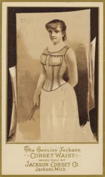 Sepia-Fotografie einer Dame im Korsett