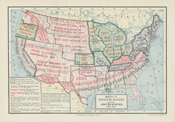 Status der Sklaverei in den Vereinigten Staaten, 1775-1865, aus "Division and Reunion, 1829-1889" von Woodrow Wilson, 1893