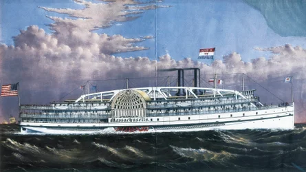 Dampfschiff Massachusetts mit Schaufelrädern
