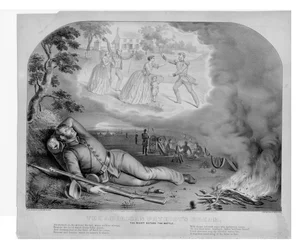 Der amerikanische Patriotentraum, die Nacht vor der Schlacht, veröffentlicht von Currier & Ives, 1861