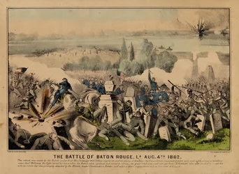 Die Schlacht von Baton Rouge, Louisiana, 4. August 1862, veröffentlicht von Currier & Ives, um 1862