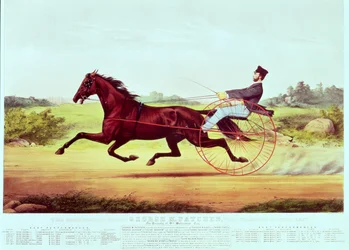 Das berühmte Pferd, George M. Patchen, der Champion der Rennbahn, graviert von Nathaniel Currier und James Merritt Ives, 1860