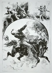 Die Dalton-Bande, niedergeschossen von den wütenden Bürgern von Coffeyville, aus der 