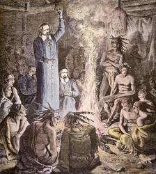 Der französische Jesuitenmissionar Brebeuf unter den Algonquins