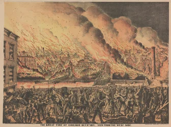 Das große Feuer in Chicago, 9. Oktober, Blick von der Westseite