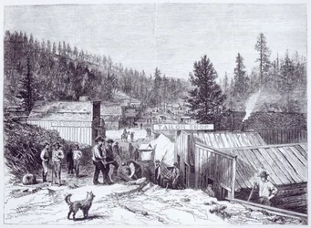 Der Indianerkrieg, Deadwood City, Black Hills von Dakota, nach einem Foto von S. J. Morrow