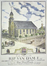 Die Neue Niederländisch-Reformierte Kirche, erbaut an der Ecke Nassau und Liberty Street, New York City, 1731
