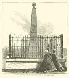 Das alte Denkmal, das den Ort der Kapitulation markiert, Juli 1863