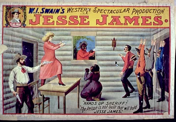 Das Gefängnis ist nicht gebaut, das Jesse James halten wird, Werbung für W. I. Swains spektakuläre Produktion von Jesse James
