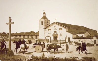 Die spanische Mission, Santa Clara de Asis, Kalifornien im Jahr 1777