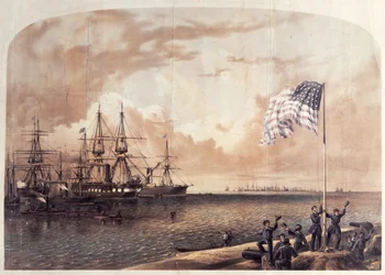 Der Union-Sieg bei Port Royal, 7. November 1861, graviert von Shearman und Hart, 1861