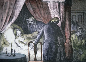 Der Tod von George Washington in Mount Vernon, Virginia