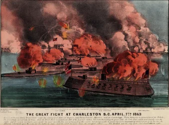 Der große Kampf in Charleston S.C., 7. April 1863, veröffentlicht von Currier & Ives, 1863