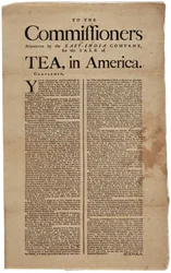An die von der East-India Company ernannten Kommissare zum Verkauf von Tee in Amerika, unterzeichnet Scaevola, 1773