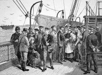 US-Gesundheitsbeamte auf einem Auswandererschiff, Quarantine Point, New York