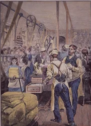 US-Textilindustrie, Textilfabrik im Norden, ca. 1870