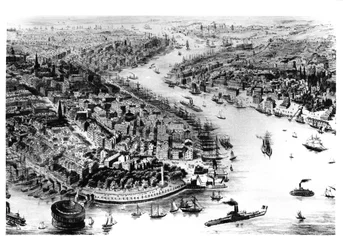 Blick auf Manhattan und die East River Bay