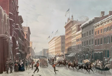 Winterlandschaft auf dem Broadway, New York, 1857