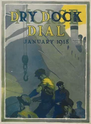 Arbeiter in der Morse-Werft, Titelseite des Morse Dry Dock Dial, Januar 1918