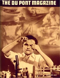 Junger Junge mit Chemiebaukasten, Titelseite des DuPont Magazins, Oktober 1937