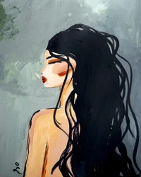 Gelassenes Frauenprofil