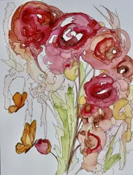 Aquarellblüten-Schmetterlinge