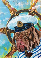 Kapitän Hund mit Pfeife