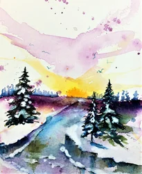 Bunter Wintersonnenuntergang