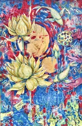 Goldene Lotus-Koi-Harmonie