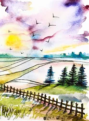 Friedlicher Landsonnenaufgang