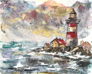 Stürmische Leuchtturm-Küste