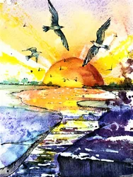 Lebendiger Ozeansonnenuntergang