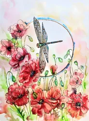 Lebendige Mohn Libelle