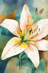 Aquarell Weiße Lilie
