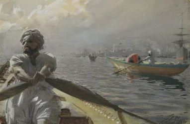 Türkischer Bootsmann im Hafen von Konstantinopel, 1886