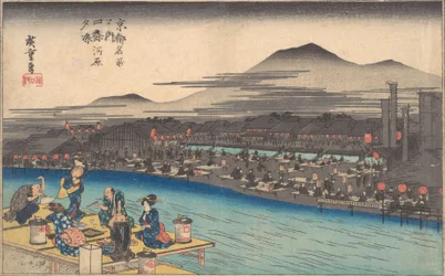 Abkühlung am Abend in Shijogawara, ca. 1834