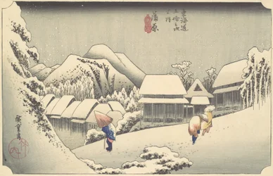 Abendschnee in Kanbara, aus der Serie Dreiundfünfzig Stationen des Tokaido, ca. 1833-34